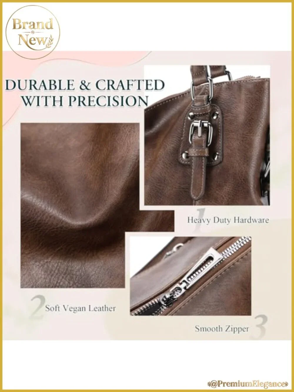 Faux Leather Hobo Bag for Women Tote Shoulder Crossbody Purse